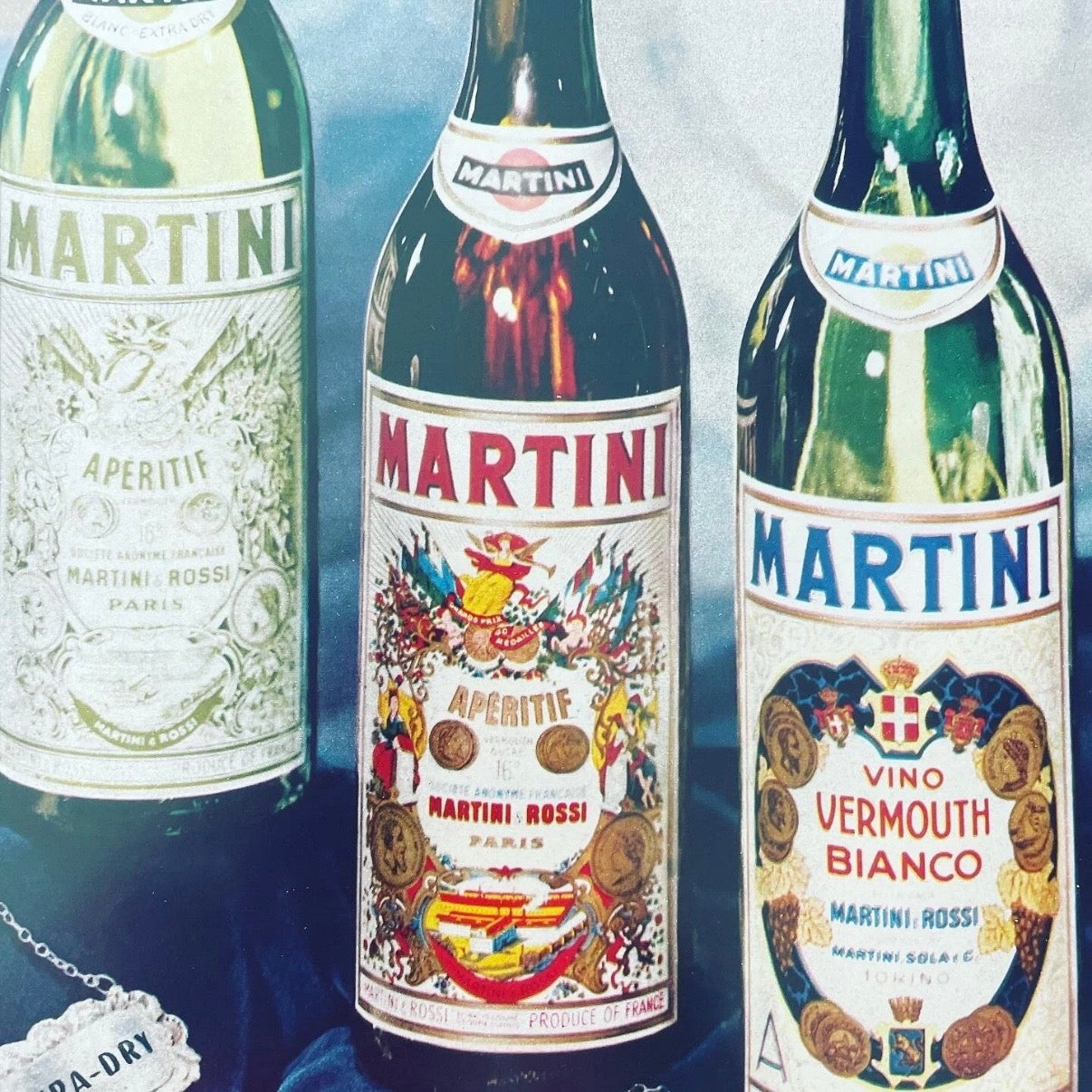 Coppia quadri decorativi Martini Vermouth pubblicità d’epoca 70s