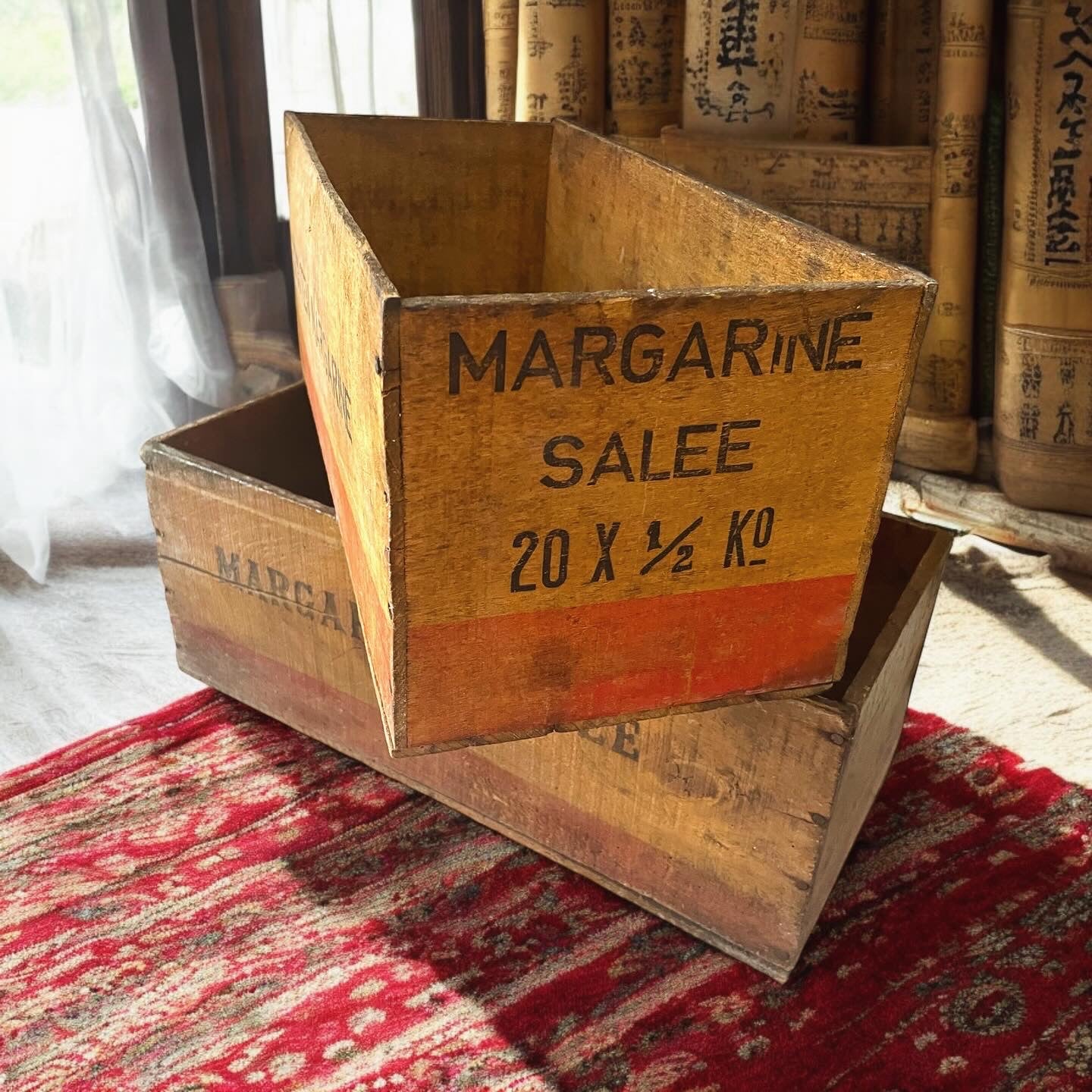 Pair of Antique Food Boxes Margarine