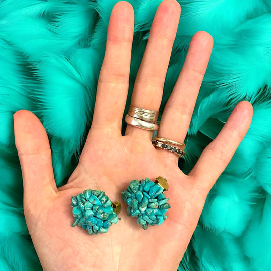 Orecchini a clip anni ‘50 con turchesi, boho chic