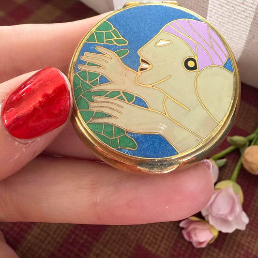 Porta cipria con specchio da borsetta tardo Déco - modernista, anni 30-40