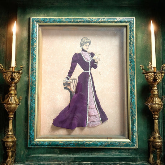 Quadro di profondità con dama vestita, creazione bozzetto moda