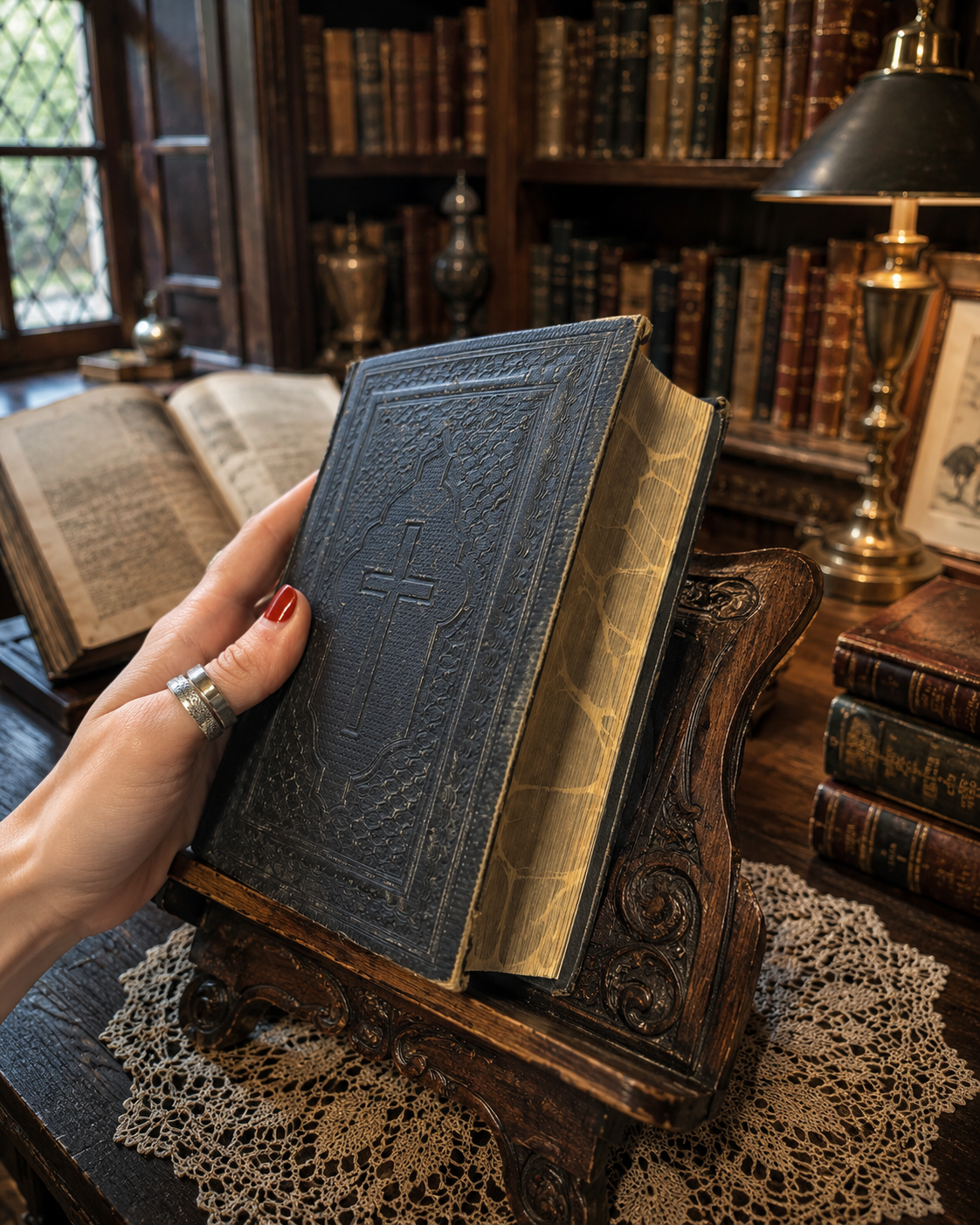 Antica Bibbia luterana del 1904 in caratteri gotici