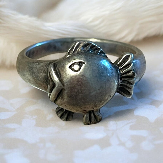 Anello pesce in argento 925 anni ‘60 originale vintage