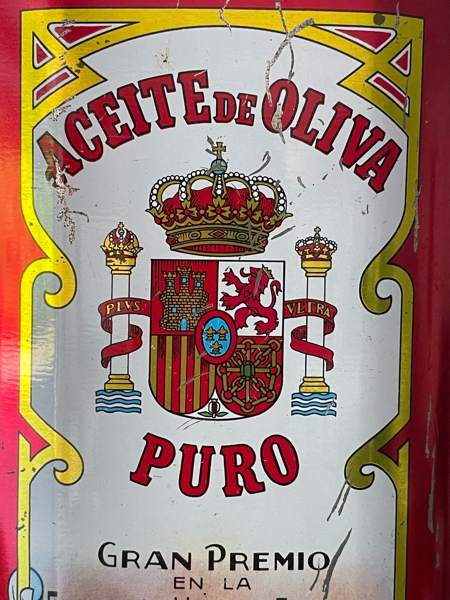 Grande latta olio spagnola vintage anni 50-60