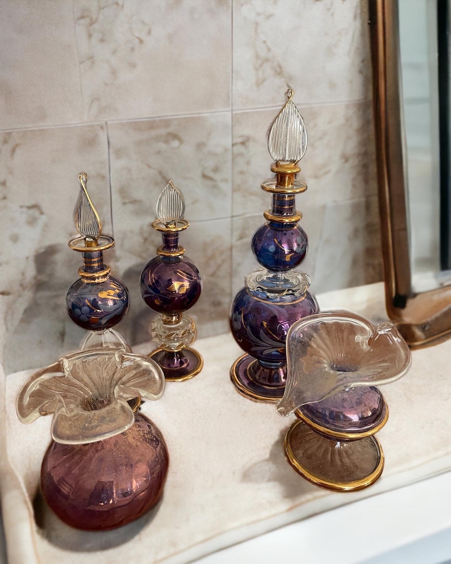 Antique blown glass perfume bottles