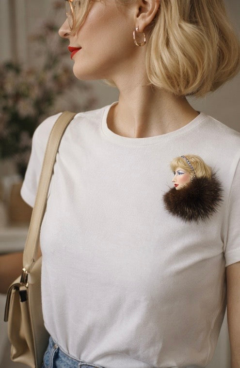 Head brooch spilla volto di donna americana anni ‘50 ca