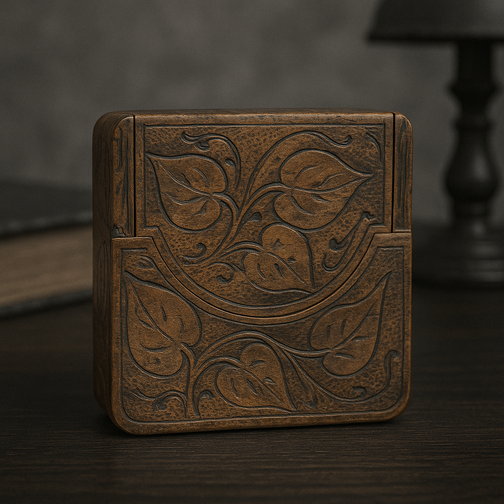 Astuccio o espositore per orologio a cipolla, primo ‘900, legno intagliato art Nouveau