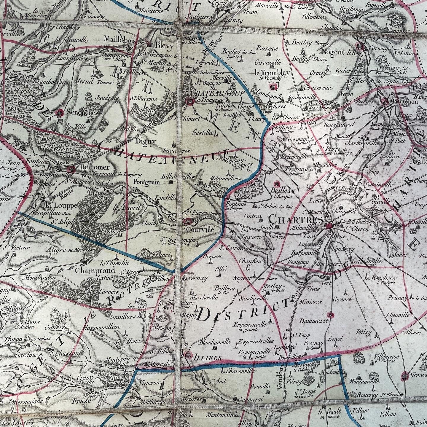 Loire map 1790 canvas Houdon