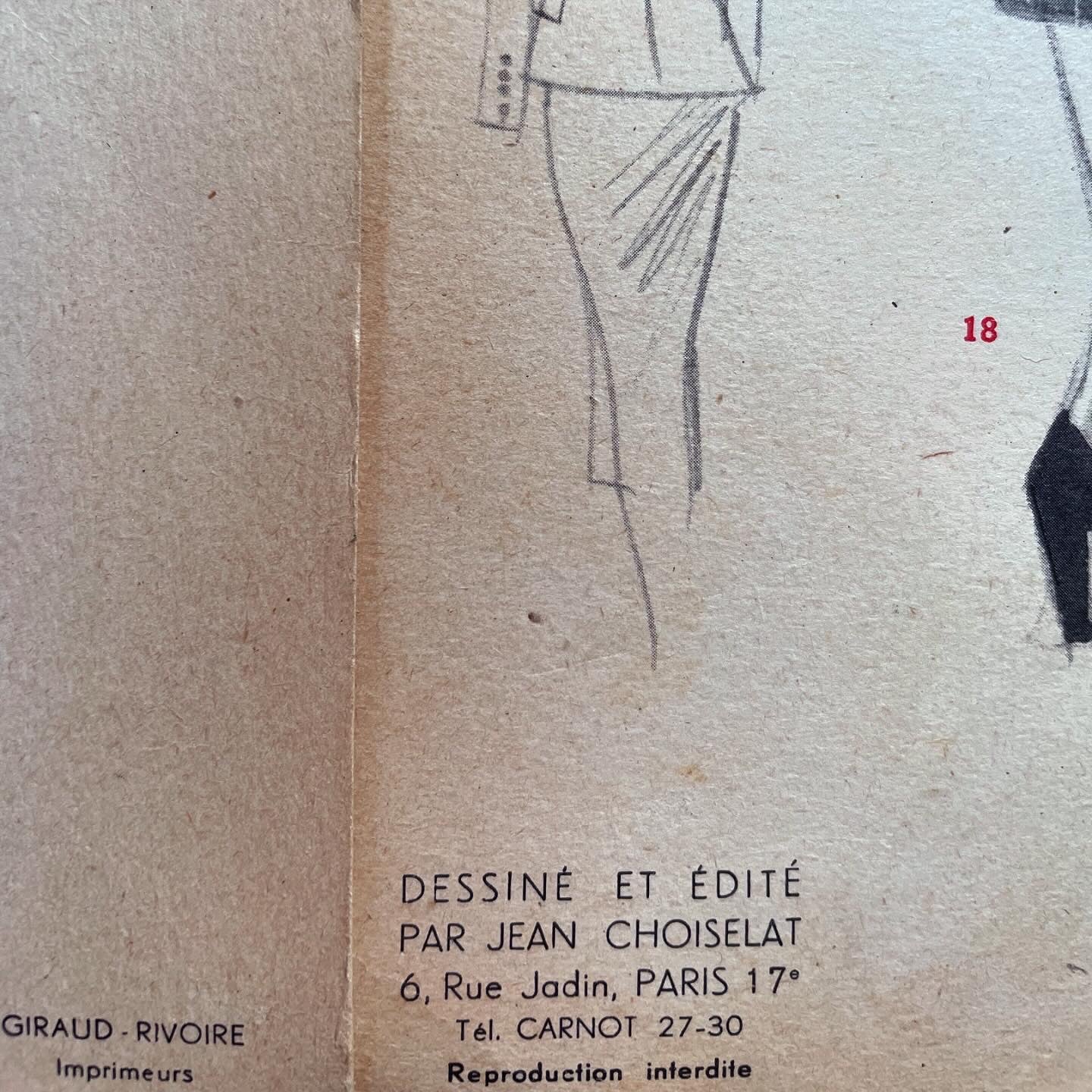 Tris prints sketches fashion Choiselat 50s