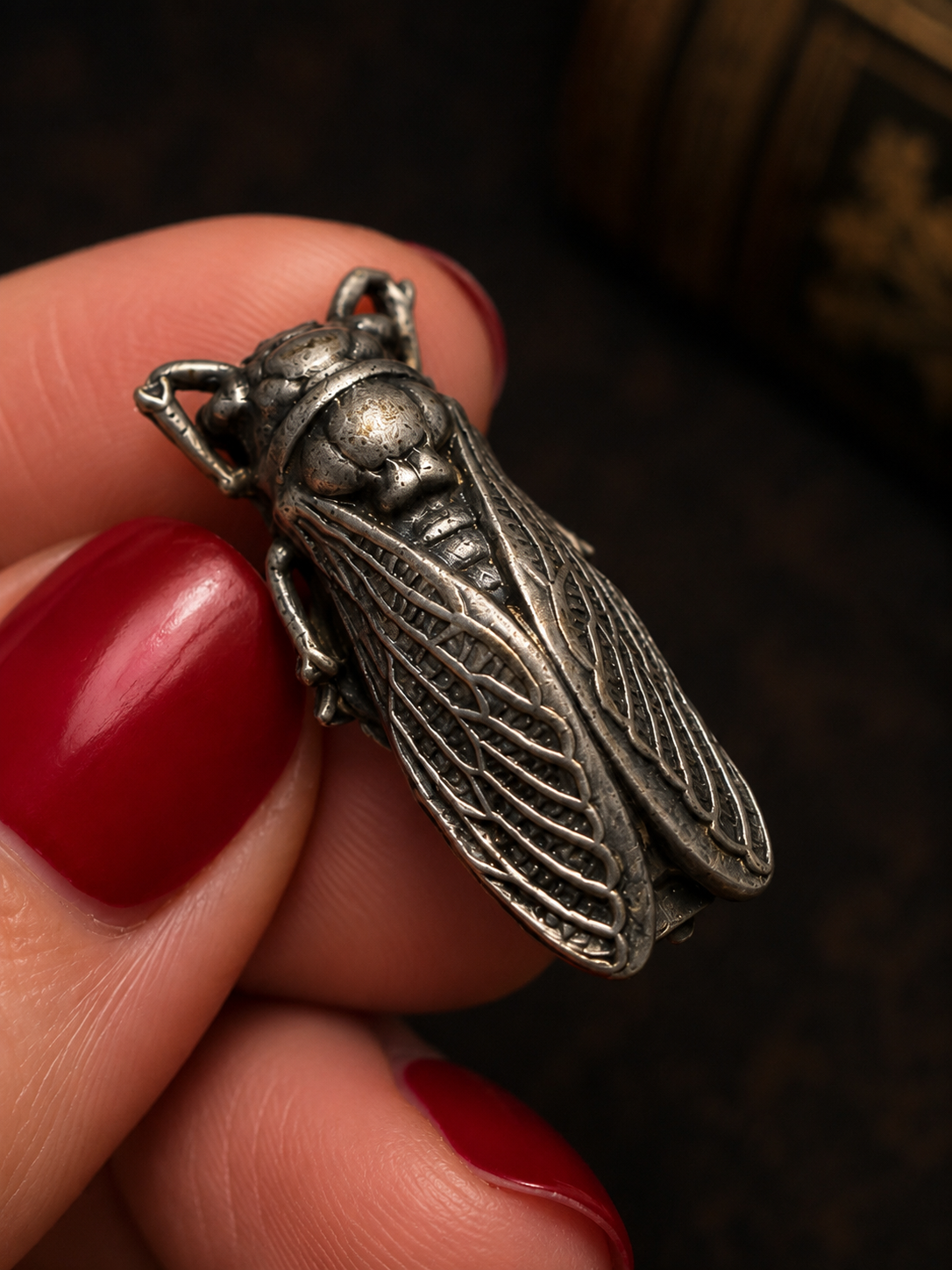 Spilla gioiello liberty cicala placcata argento