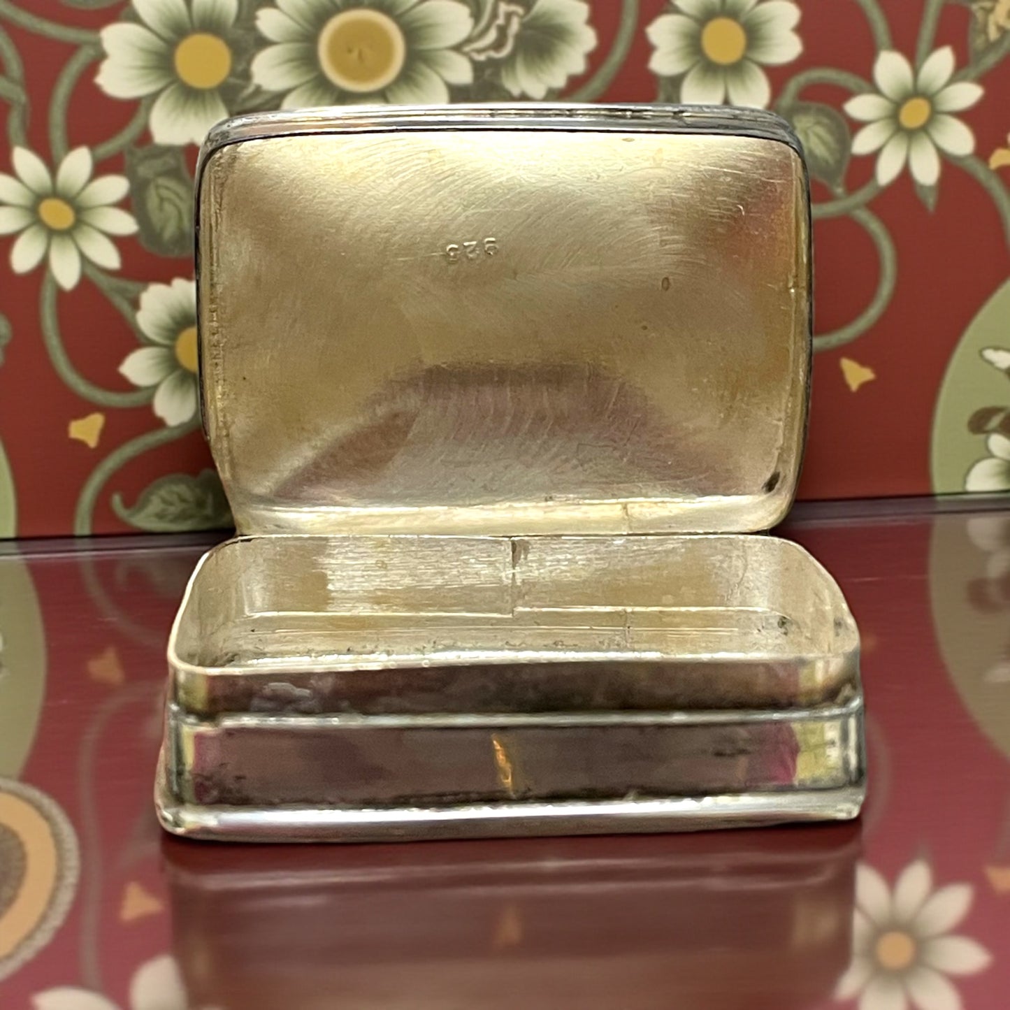 Pill box in argento 925 con iniziali A G, ca anni ‘50-‘60