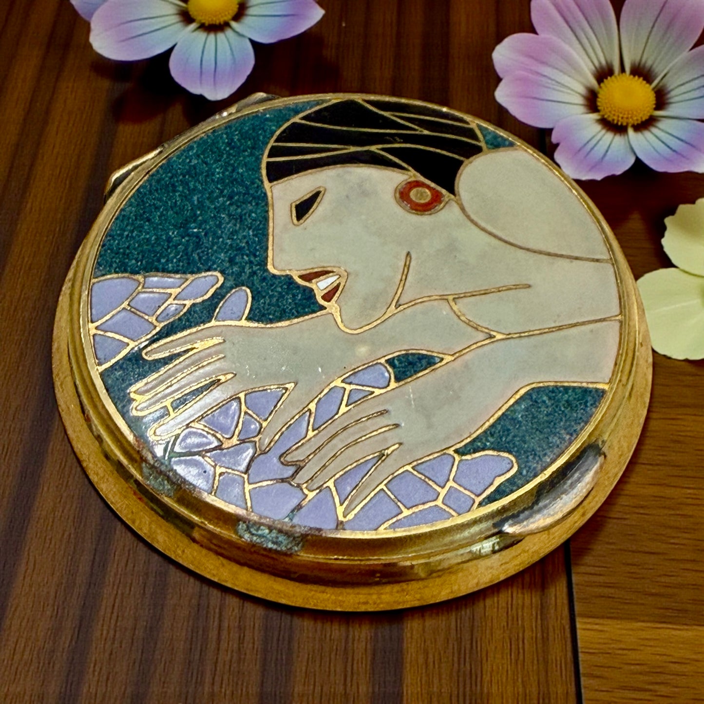 Poudrier anni 30-40 con specchio da borsetta tra Art Déco e Modernismo