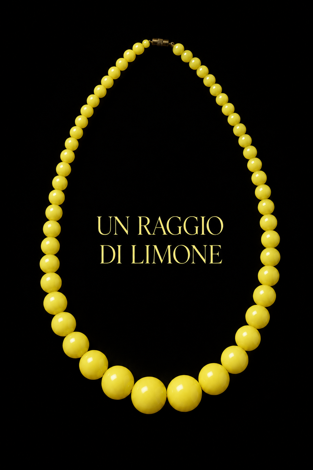 Collana vintage in perle di vetro degradé anni ‘60 giallo limone, con chiusura a barilotto
