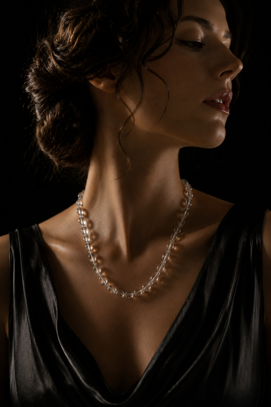 Collana choker americana in perle di vetro trasparente, anni ‘20