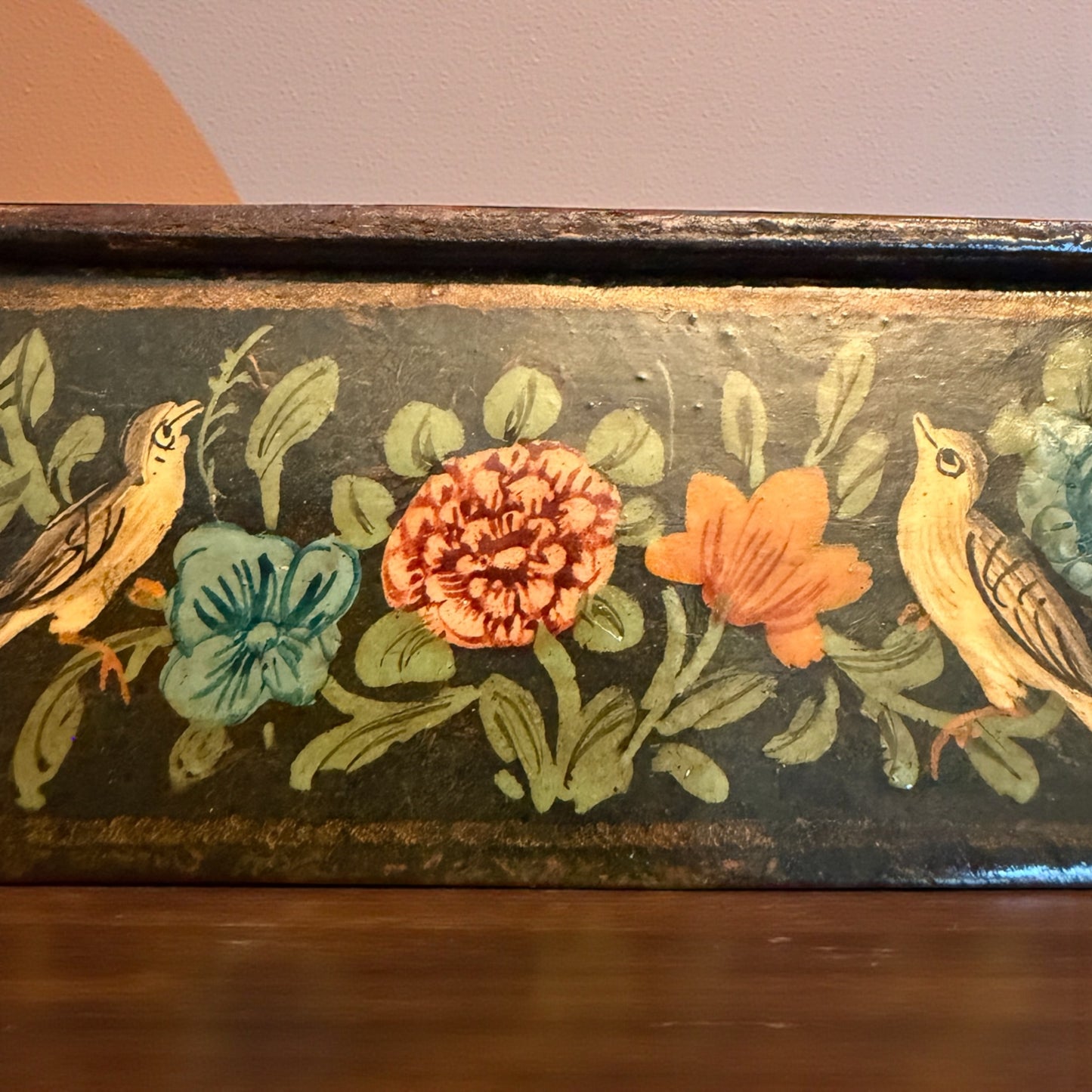 Astuccio porta pennini in papier mâché, Kashmir metà ‘900 dipinto