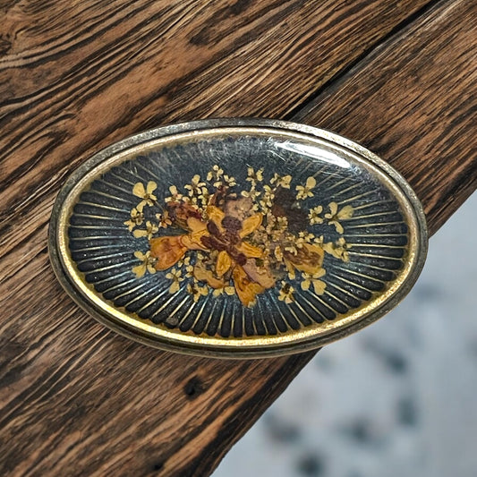 Spilla anni ‘50 con composizione di veri fiori