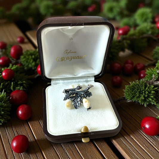 Spilla in argento massiccio con canini di cervo, alpina, tradizione Grandelschmuck