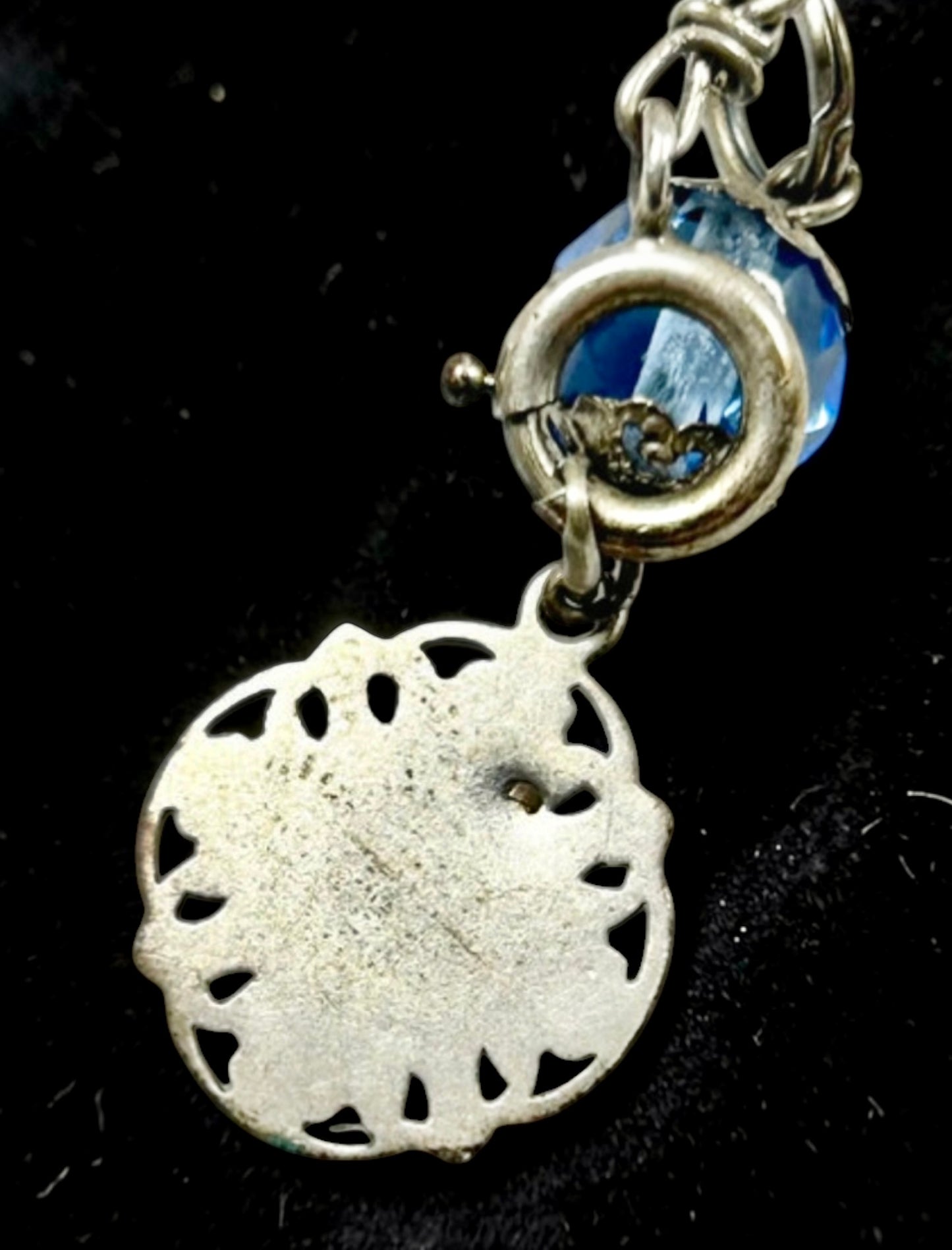 Antico bracciale rosario devozionale Mariano argento e perle, anni 30