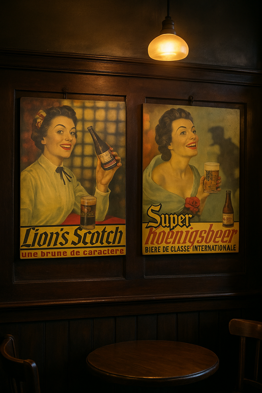 Coppia insegne cellograph anni ‘50, birra Franco-belga