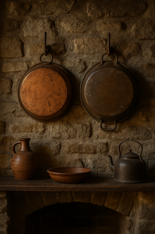 Coppia grandi paioli bassi in rame, Valsabbia