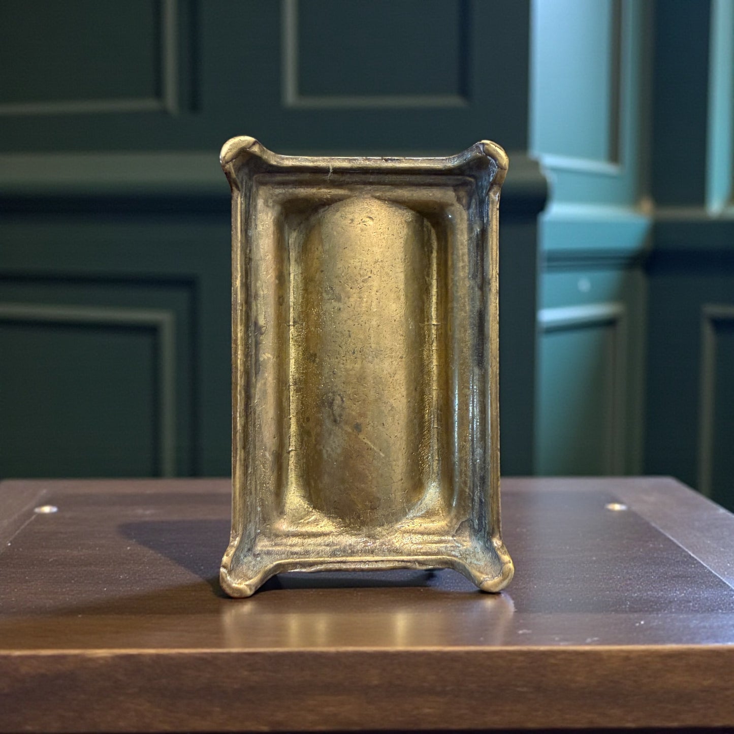 Cofanetto in ottone Liberty a scomparti da scrivania, per francobolli