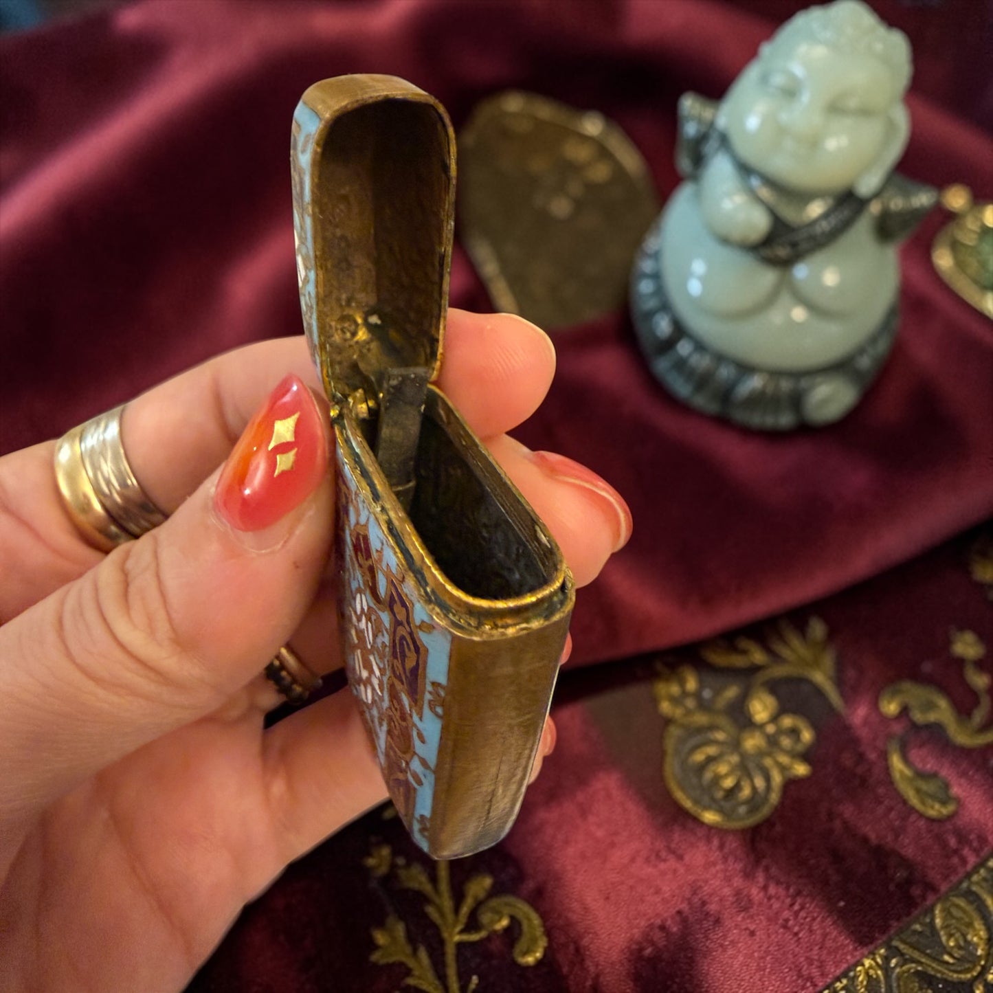 Antico Vesta Case in smalti cloisonné di gusto orientalista, Francia fine ‘800