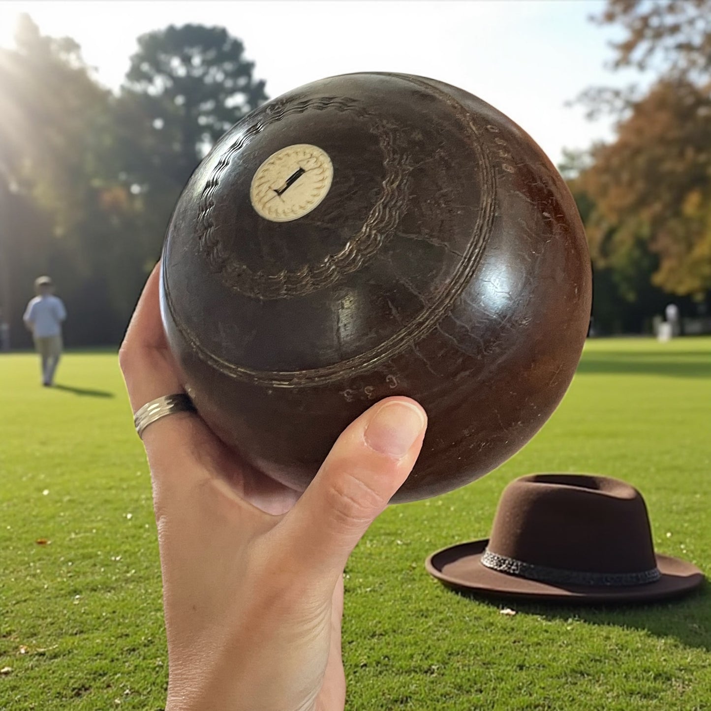Set bocce agonistiche scozzesi con jack, casa Thomas Taylor, anni ‘20-‘30