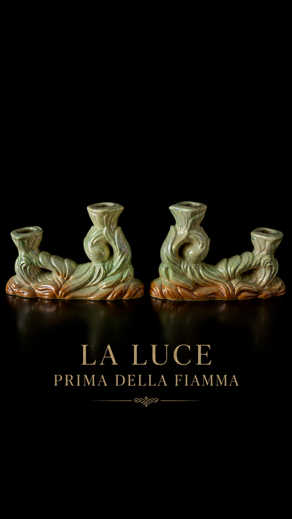 Coppia candelieri rococò revival 40s finitura Mother of Pearl iridescente