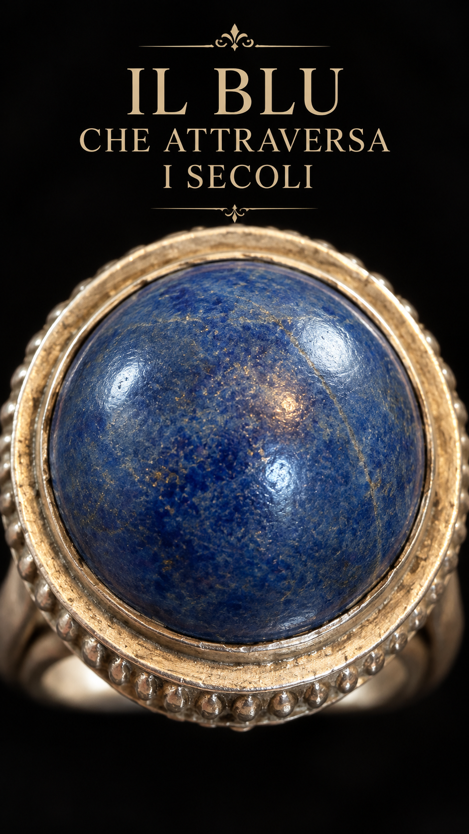 Anello in argento con cabochon rialzato in lapis