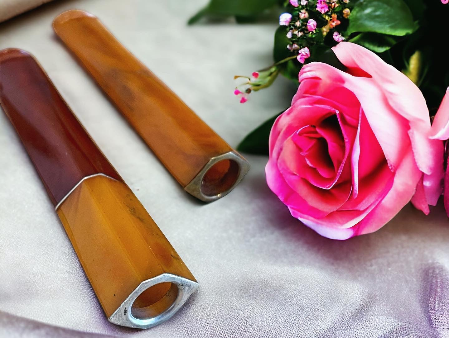 Pair of antique Bakelite mouthpieces