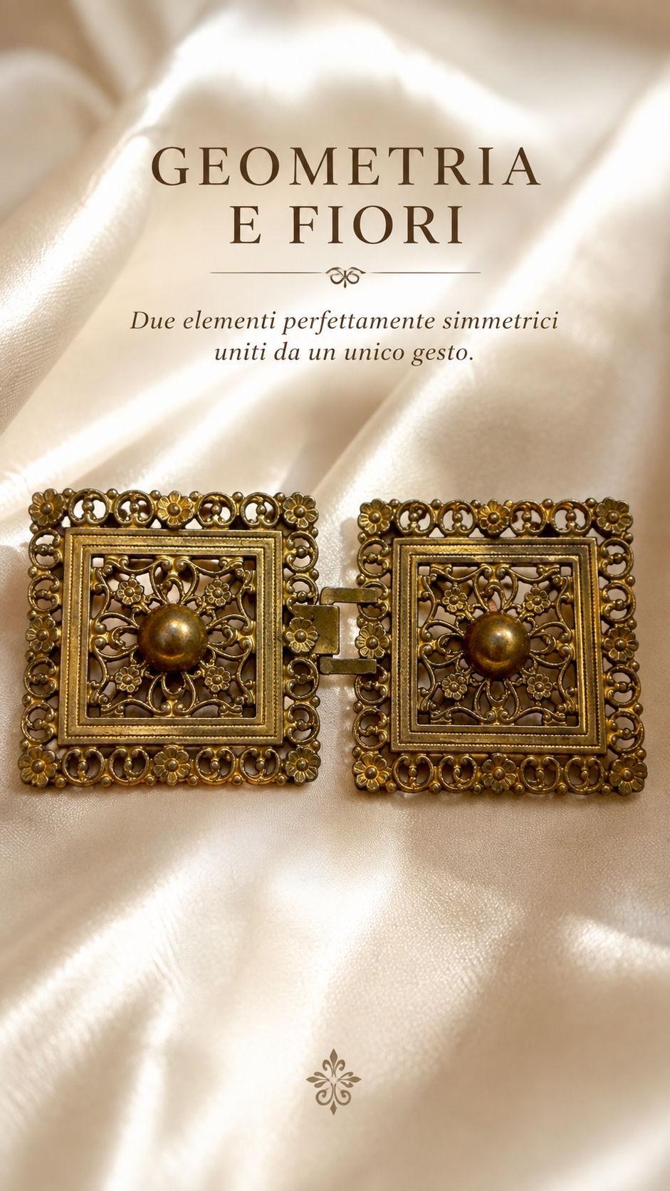 Antica fibbia doppia liberty ottone traforato, primissimo ‘900