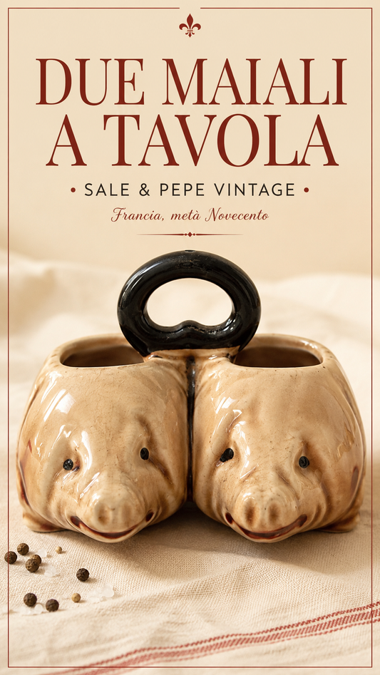 Saliera & pepiera vintage francese a guisa di maialini, mid century