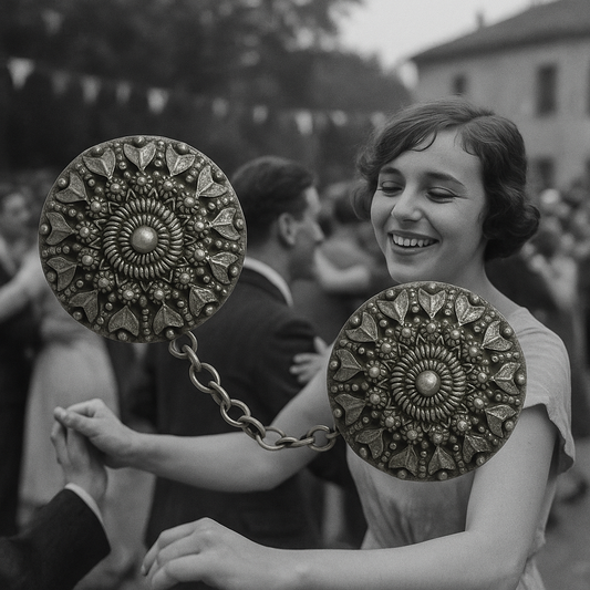 Antico gioiello chiusura da scialle o mantello, argento, anni ‘10 - ‘20