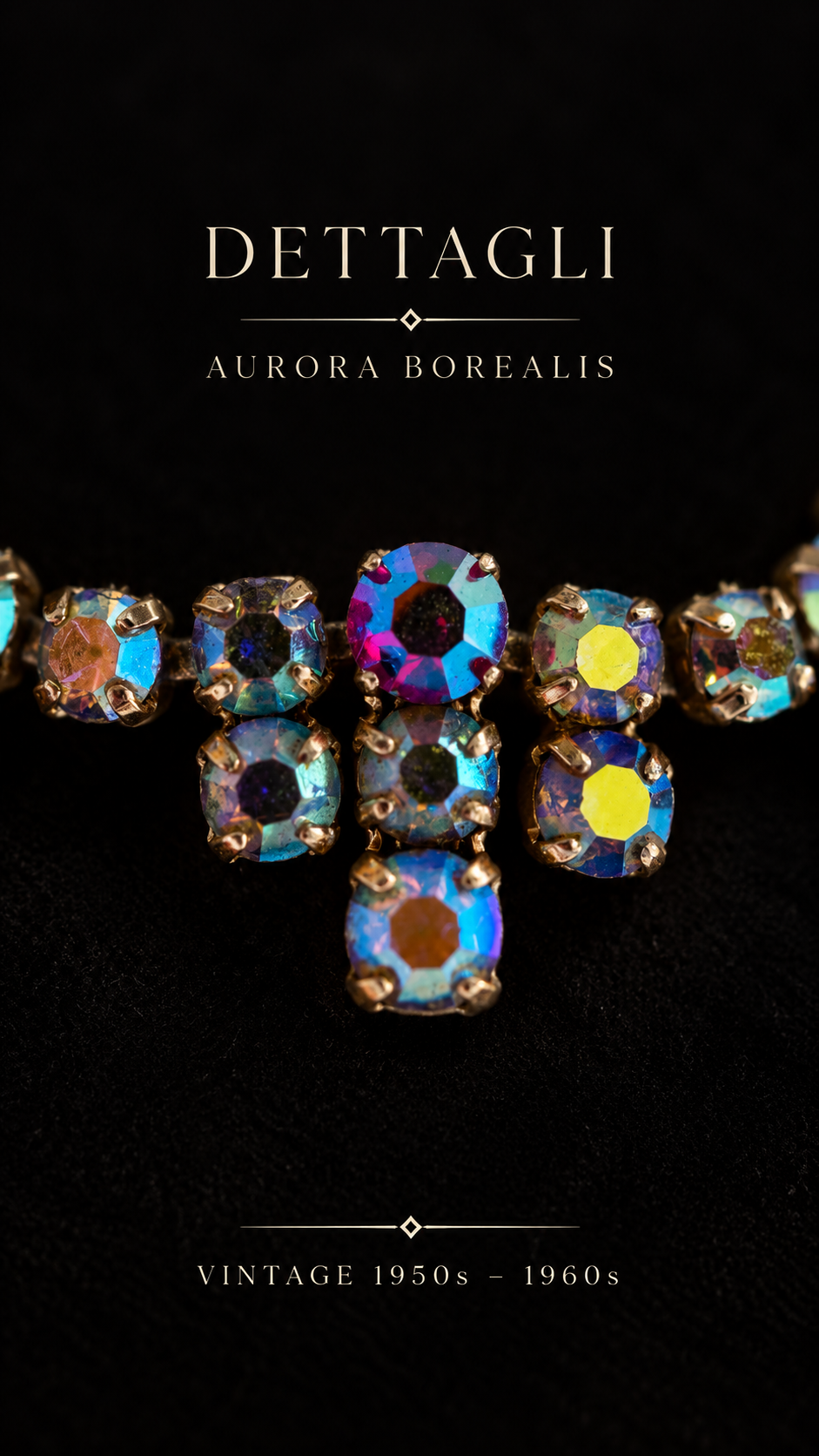 Collier ras du cou anni 50-60 gioiello cocktail con Aurora Borealis