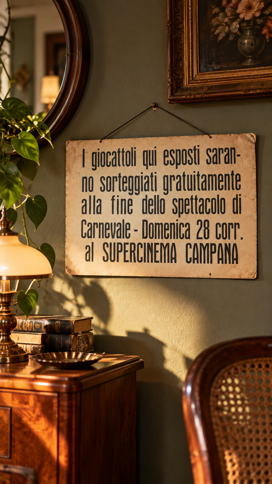 MEMORABILIA 1954 cartonato lotteria di Carnevale al SuperCinema Campana