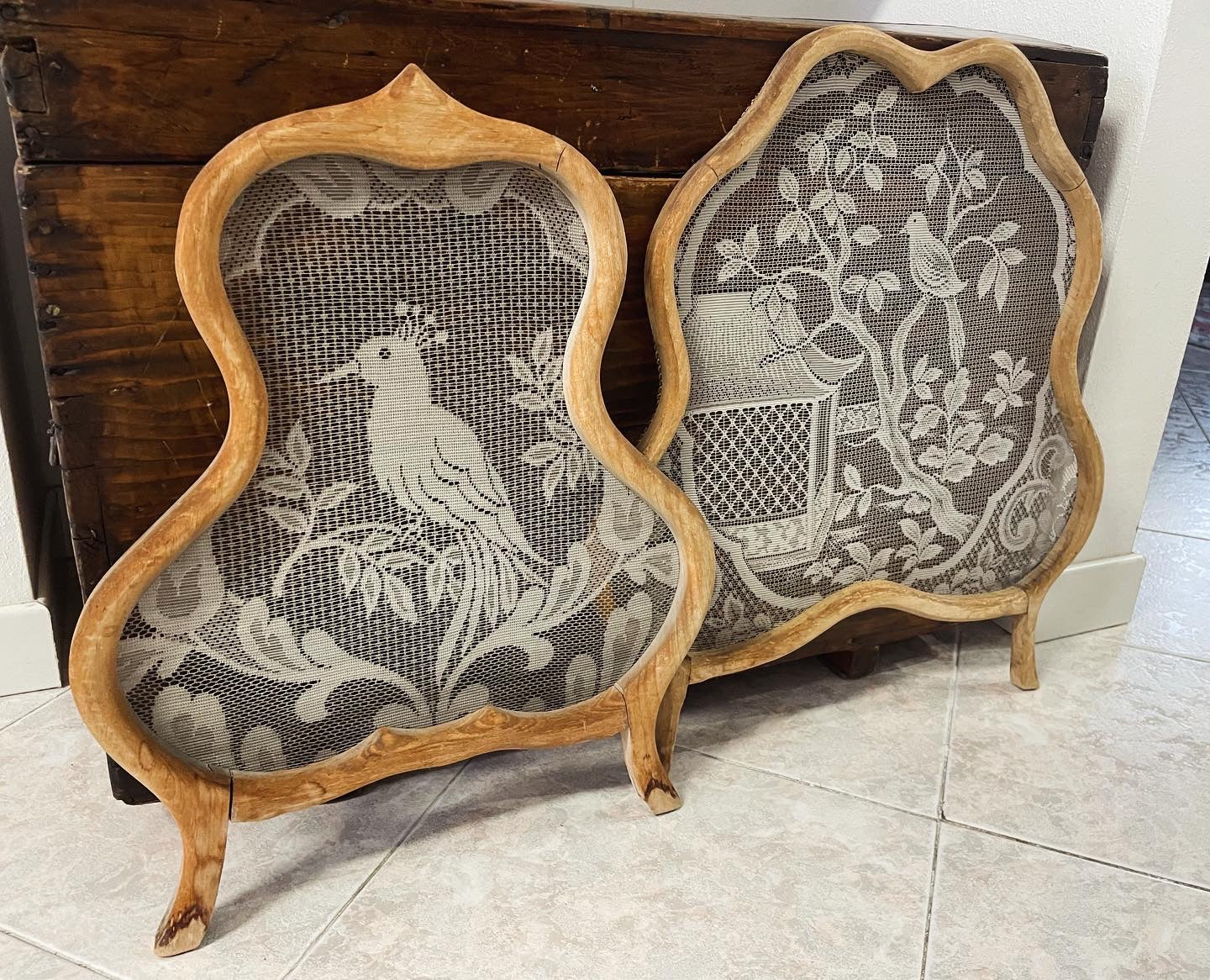 Pair of antique Dutch lace screens