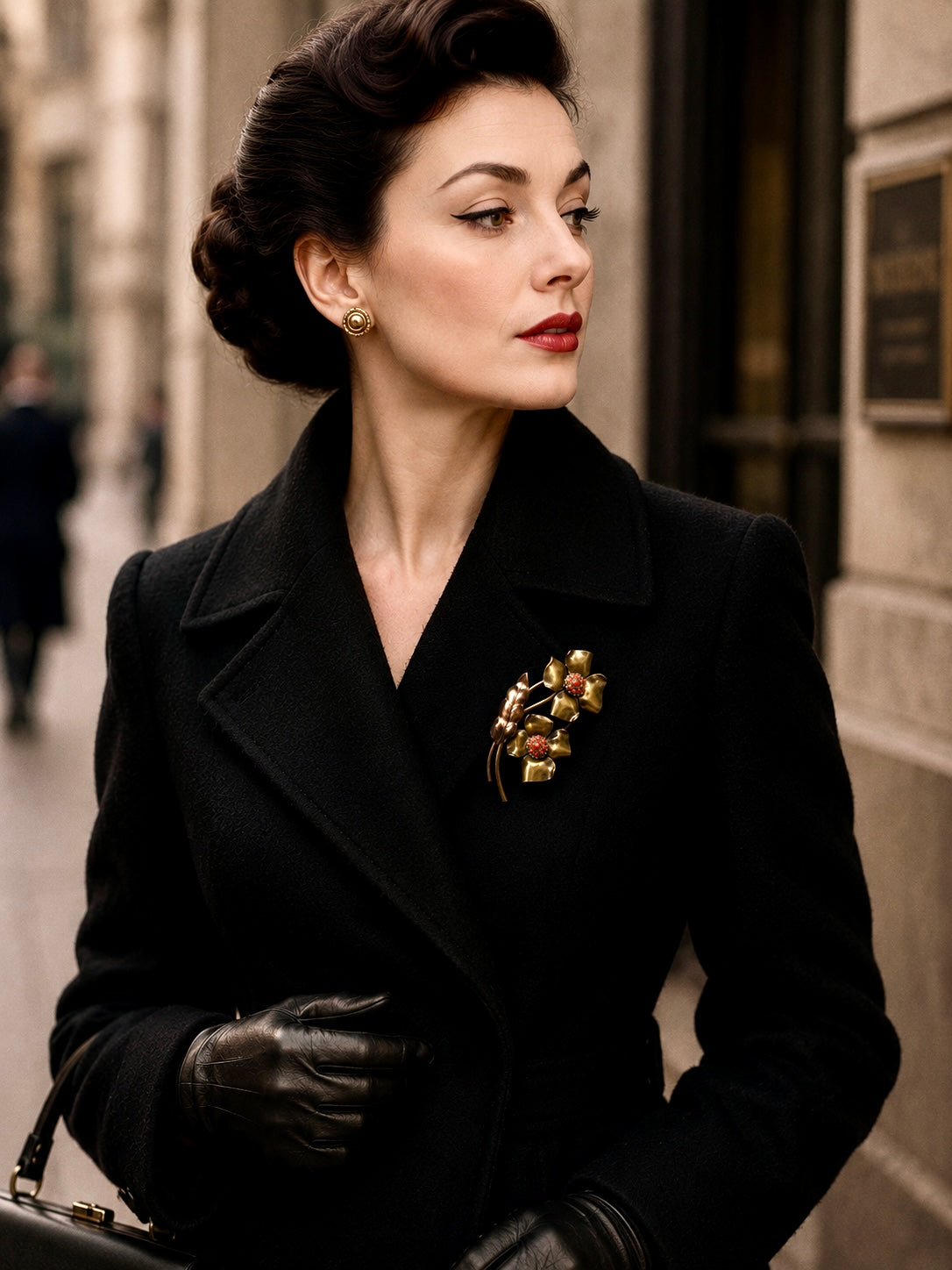 Grande Spilla anni ‘50 con cabochon corallo ￼