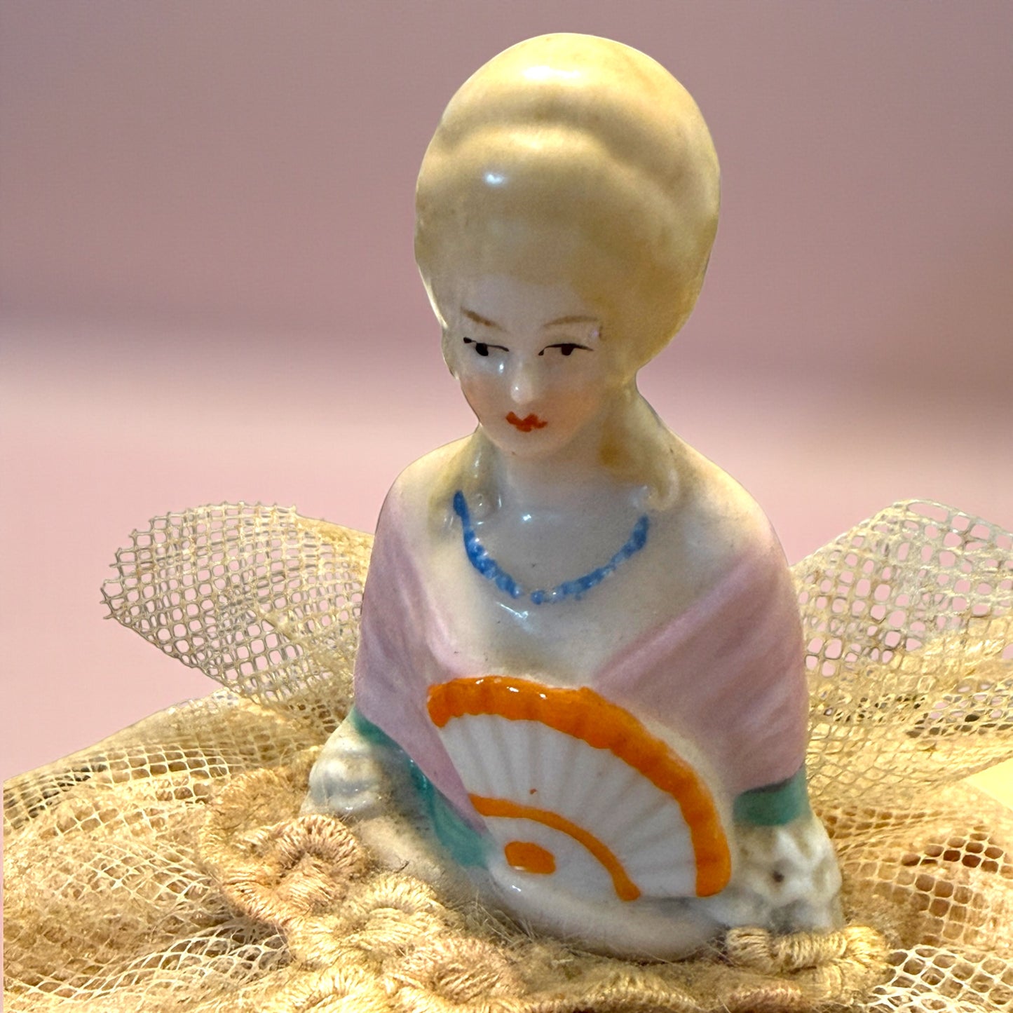 Half doll porta cipria anni ‘30 - ‘40 porcellana