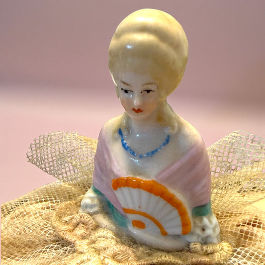 Half doll porta cipria anni ‘30 - ‘40 porcellana