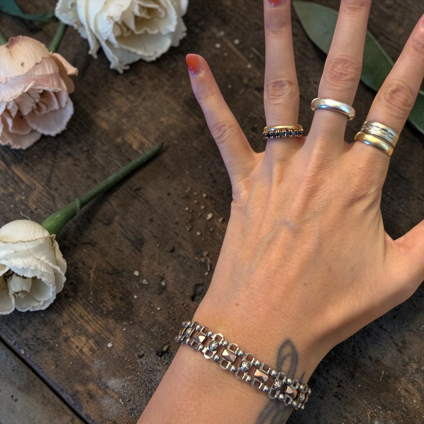 Antica Albert Chain trasformata in bracciale, argento francese, stupenda maglia