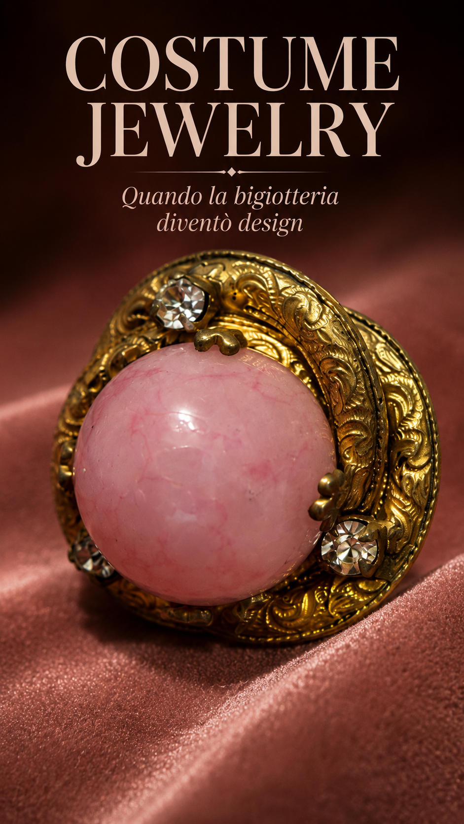 Orecchini con clip antica fine anni ‘40 costume jewerly USA cabochon vetro marmorizzato