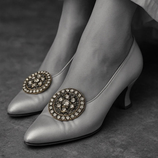 Fibbie gioiello da scarpe anni ‘30-‘50 in filigrana con strass