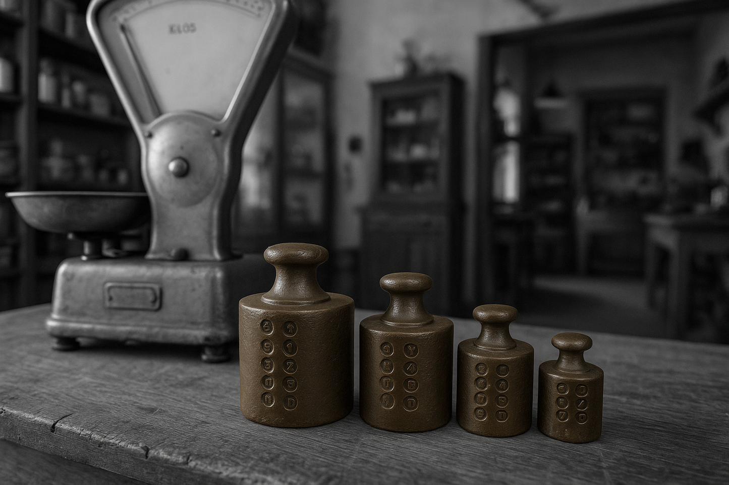 Serie antica di pesi con bolli ufficiali, tedeschi, prima metà ‘900