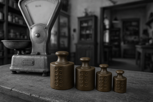 Serie antica di pesi con bolli ufficiali, tedeschi, prima metà ‘900