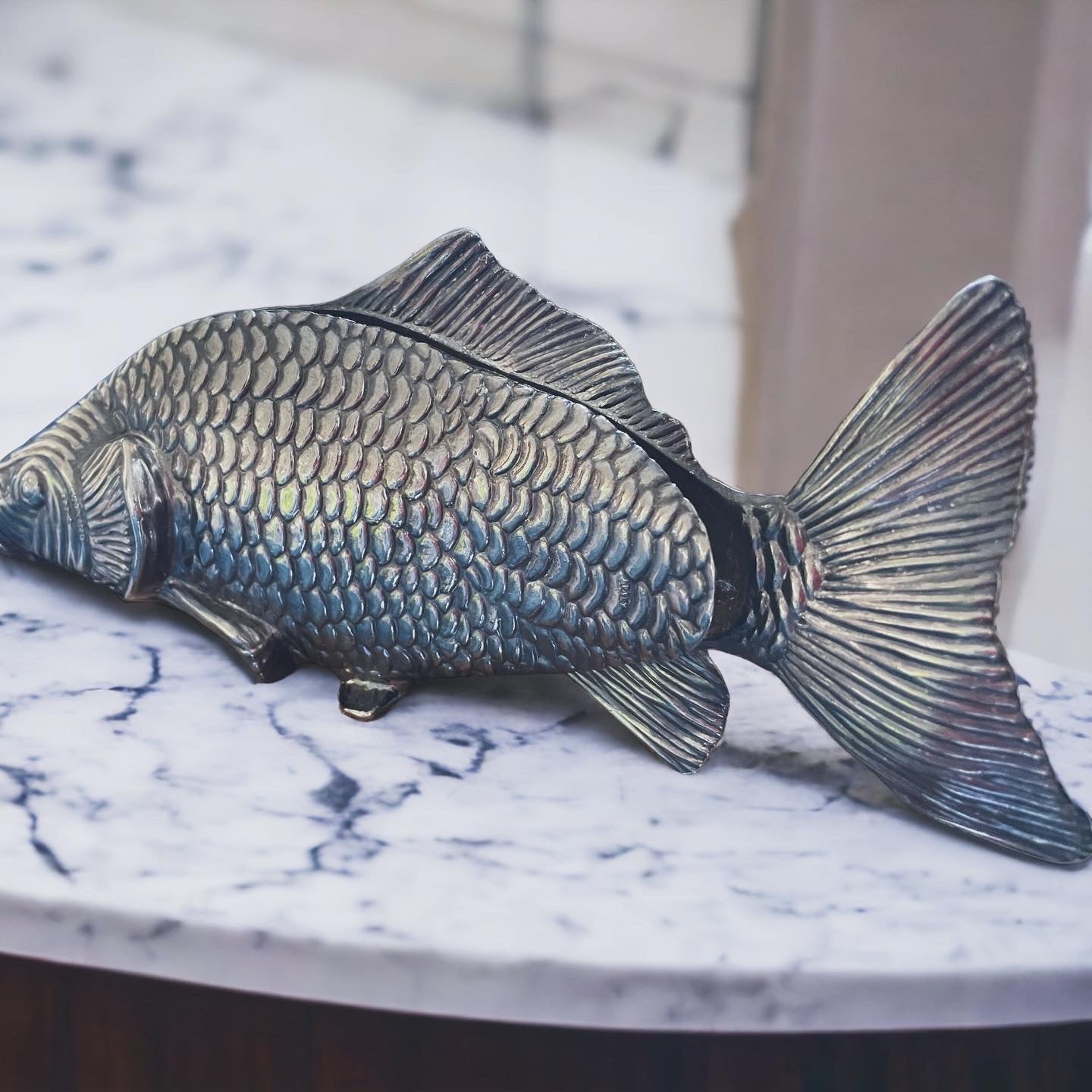 Silver plated fish document holder