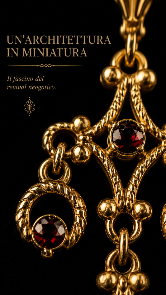 Orecchini chandelier anni ‘50 - ‘60 neogotici con cristalli Boemi