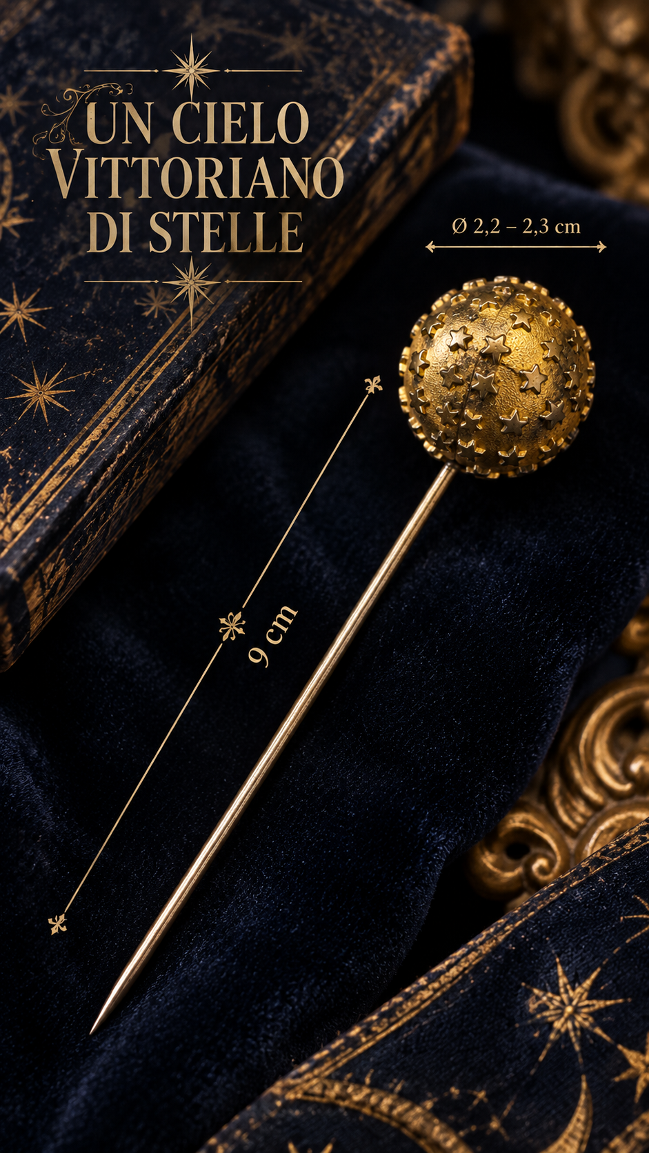 Spillone da cappello e cappotto tardo vittoriano “Un cielo di stelle”