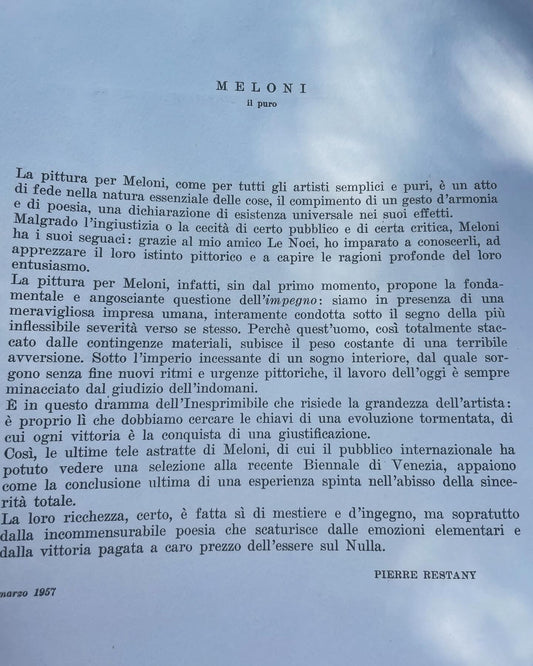 Gino Meloni 1957 Galleria Apollinaire