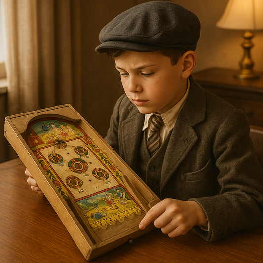 Antenato flipper, gioco da tavolo di abilità con biglia inclusa e molla di lancio