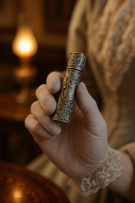 Porta profumo Art Nouveau fine ‘800 da borsetta argentato